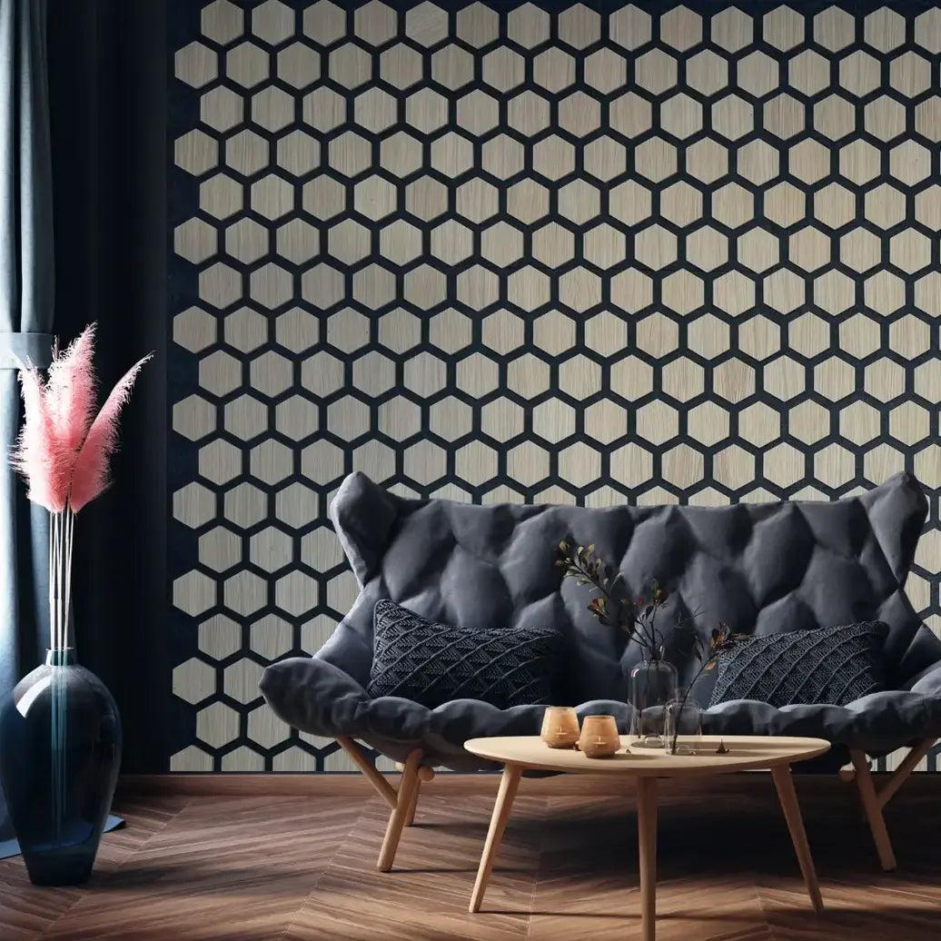 HexyBEL - Akoestisch paneel met hout MDF en PET vilt - DECIBEL shop - Afbeelding 2